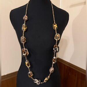 Chico’s Statement Beaded Necklace 20” + Extender Gold Tone Neutral